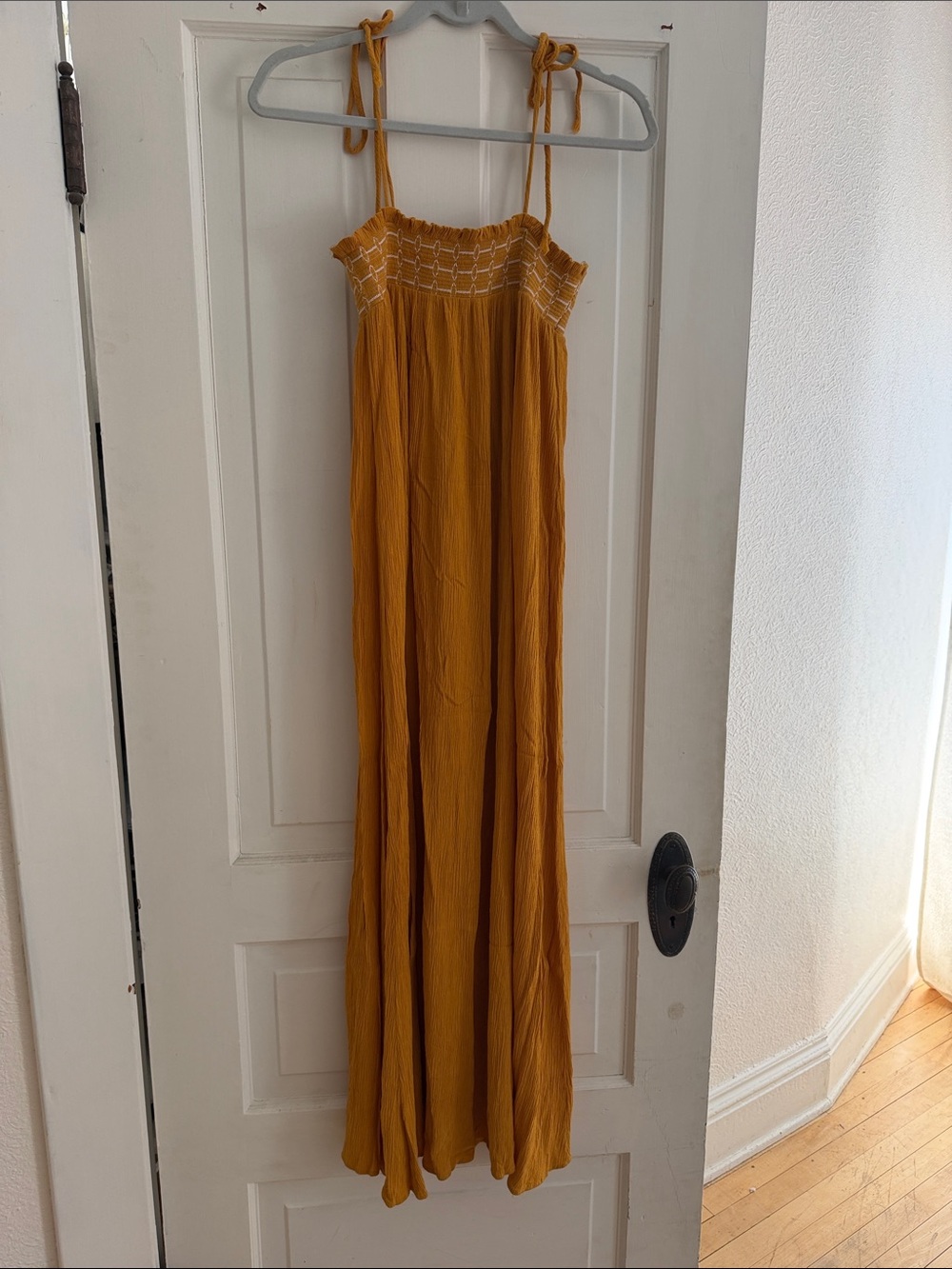 Mustard Yellow Maxi Dress with Tie Straps